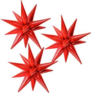 Red Starburst, Red Party Decorations, Christmas Balloon Decorations, Star Balloons, Valentines Balloons, Gold Starburst, Metallic Balloons, Love Balloon, Pink Foil