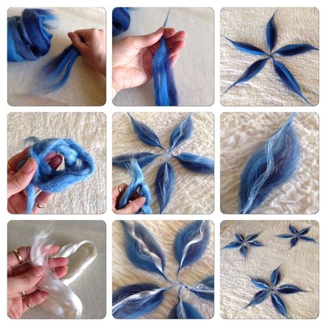 Tovad Ull, Felt Flowers Patterns, Felt Flower Tutorial, Diy Tricot, Felt Wall Hanging, Needle Felting Diy, Scrap Fabric Crafts, Felt Crafts Diy, Needle Felting Tutorials