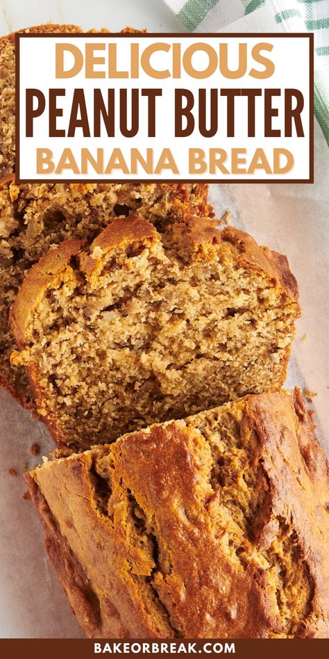 This Peanut Butter Banana Bread is moist and delicious, made with peanut butter, banana, and sour cream. Simply mix and bake. The blend of banana, peanut butter, and cinnamon creates a comforting flavor. Perfect for a satisfying snack. Banana Bread Recipe Lots Of Bananas, Reeses Peanut Butter Banana Bread Recipe, Banana And Peanut Butter Bread, Ripe Banana Peanut Butter Recipes, Banana Peanut Butter Loaf, Banana Recipes With Peanut Butter, Banana Bread Variations Recipe, Banana Peanut Butter Bread Recipe, Banana Bread Recipe With Peanut Butter