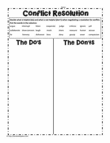 Do's and Don'ts of Conflict Resolution and many other teaching freebies for conflict resolution. Peer Conflict Resolution Activities, Conflict Resolution Workplace, Resolving Conflict Activities For Kids, Conflict Management Activities, Sibling Conflict Resolution Activities, Conflict Resolution Activities For Kids, Conflict Resolution Activities For Teens, Conflict Resolution For Adults, Conflict Resolution For Kids