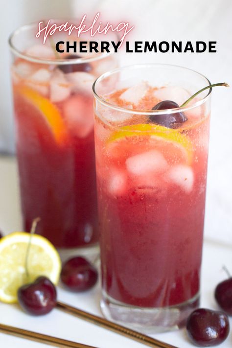 5 reviews · Vegan Gluten free · This Sparkling Cherry Lemonade is so easy to make and refreshing! Perfect for kids and kids at heart, this non-alcoholic drink is perfect for your New Year's Eve party. This New Year party drink will… More Cherry Drink, Sparkling Lemonade, Cherry Lemonade, Lemonade Cocktail, Kids At Heart, Peach Salsa, Light Appetizers, Sparkling Drinks, Easy Holiday Recipes