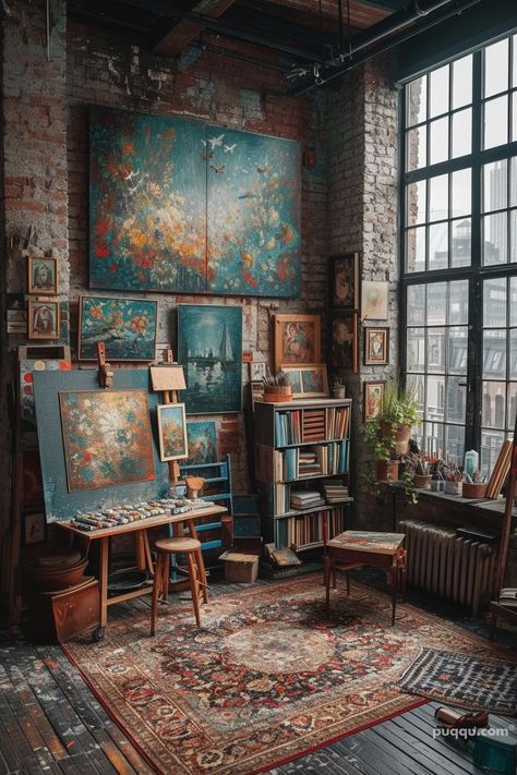 Home Art Studio Ideas for a Stylish Haven - Puqqu Art Room Ideas Artist Studios, Art Studio Bedroom, Home Art Studio Ideas, Art Studio Ideas, Home Art Studio, Bathtub Ideas, Home Decor Ideas Kitchen, Japanese Town, Art Studio Space