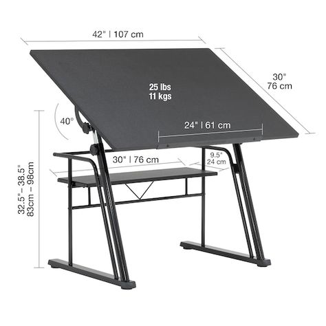 Buy the Studio Designs Zenith Height Adjustable Drafting Table at Michaels. com. The sleek, modern design of the Zenith Drafting Table offers the versatility suitable for various projects. The sleek, modern design of the Zenith Drafting Table offers the versatility suitable for various projects. The main work surface features five adjustable angles, from flat to 40 degrees. The height of the table adjusts 6 inches, reaching a maximum height of 38.5". The table also includes a 24" pencil ledge an Photography Organizations, Drawing Desk, Furniture Details Design, Drafting Table, Drawing Table, Architecture Design Drawing, Craft Desk, Holiday Design Card, Best Desk