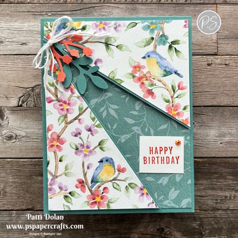 Pretty Split Front Cards — P.S. Paper Crafts Stampin Up Flight And Airy Dsp Card Ideas, Su Flight And Airy Dsp, Su Flight And Airy, Handmade Fun Fold Cards, Stampin Up Split Front Card, Flight And Airy Cards, Flight And Airy Dsp Cards, Stampin Up Flight And Airy Cards, Fancy Cards Handmade