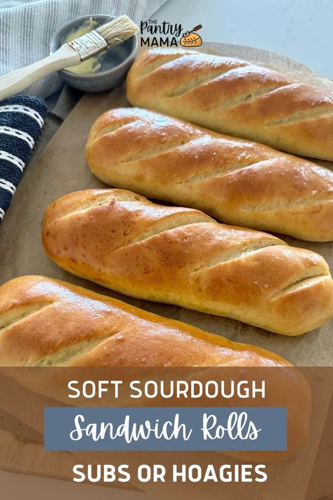 Sourdough Hoagie Rolls, Sourdough Sandwich Rolls, Hoagie Roll Recipe, The Pantry Mama, Pantry Mama, Sandwich Rolls, Recipe Using Sourdough Starter, Sourdough Rolls, Sub Rolls