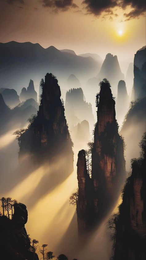 Asian Landscape Photography, Japanese Landscape Photography, Horizon Pictures, Matt Painting, China Landscape, Huangshan Mountains, China Temple, Chinese Plants, Chinese Mountains