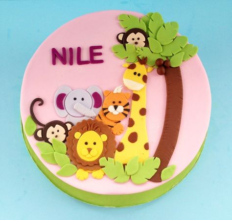 Baby Shower Ideas Jungle Theme, Animal Theme Cake, Jungle Theme Cake, Jungle Birthday Cakes, Jungle Cakes, Zoo Cake, Cars Theme Cake, Jungle Theme Cakes, Jungle Thema