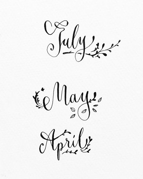 May 2018 April Calligraphy Hand Lettering, April In Cursive, May Handlettering, April Cursive, Months Calligraphy, May Calligraphy, Fonts Journal, Month Calligraphy, May Lettering