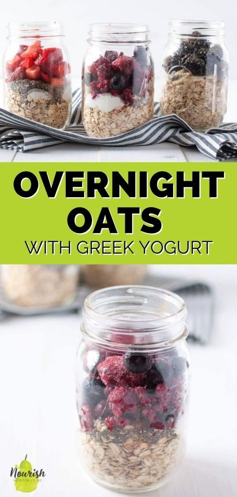 Mason Jar Oatmeal Overnight, Rolled Oats Recipe Breakfast, Overnight Oats Greek Yogurt, Overnight Oats With Greek Yogurt, Oats With Greek Yogurt, Rolled Oats Recipe, Oats With Milk, Oats With Yogurt, Overnight Oats Recipe Easy