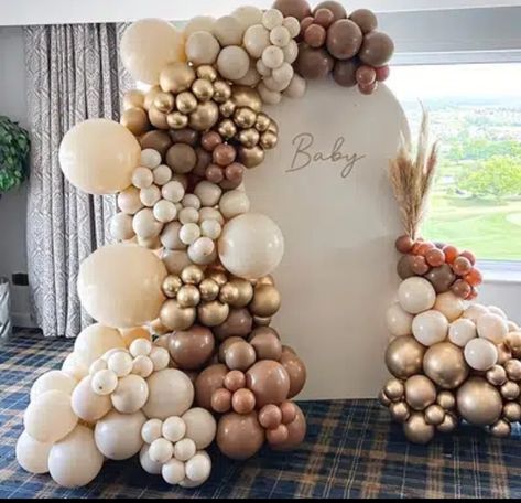 Brown Balloon Garland, Wedding Balloon Decorations, Garland Backdrops, White Baby Showers, Gender Reveal Decorations, Garland Arch, Gold Baby Showers, Kids Party Decorations, White Balloons