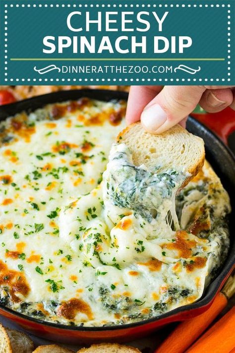 Hot Spinach Dip, Dip Recipes Hot, Creamy Spinach Dip, Spinach Dip Recipe, Cheese Appetizer, Spinach Cheese, Diner Recept, Dip Recipes Easy, Buffalo Chicken Dip