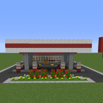 Gas Station - Blueprints for MineCraft Houses, Castles, Towers, and more | GrabCraft Minecraft Circles, Minecraft Modern City, Rumah Minecraft Sederhana, Minecraft Interior, Minecraft Interior Design, Minecraft House Plans, Minecraft Modern, Minecraft City, Minecraft Decorations