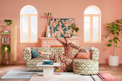 Dani Dazey, Modular Chaise, Single Arm Chair, Maximalist Style, Art Deco Print, Sofa Seats, Cozy Place, Chaise Sectional, Custom Bed