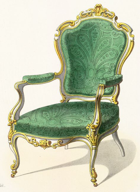 Green chair... very elegant-looking. Furniture Styles Guide, Fancy Chair, Interior Design Sketches, Love Chair, Victorian Furniture, Universal Furniture, Green Rooms, Green Chair, Chair Style