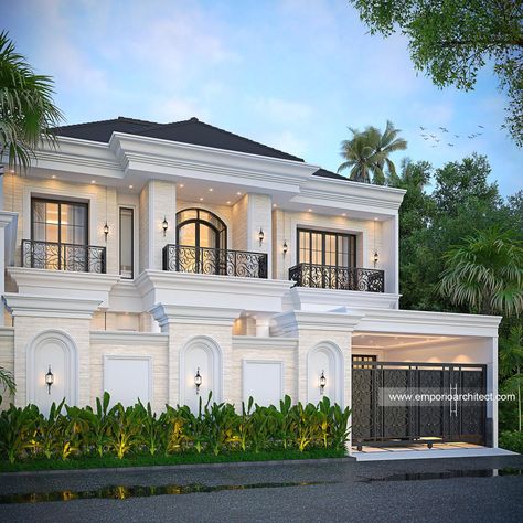 Neoclassic Architecture, Classic Modern House, Home Designs Exterior, Home Exterior Design, Emporio Architect, Classic House Exterior, House Facade, Classic House Design, Modern Bungalow House