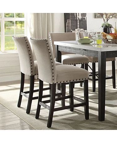 Acme Furniture - Macy's Pub Style Table, Counter Height Chairs, Modern French, Dream Kitchens, Acme Furniture, Dining Room Set, French Provincial, Oak Finish, Nailhead Trim