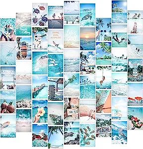 Beachy Wall Decor, Room Decor Beach, Ocean Room Decor, Collage Kit Aesthetic, Beachy Room Decor, Summer Room Decor, Beach Room Decor, Photo Bleu, Ocean Room