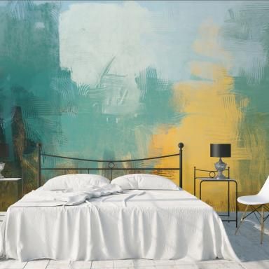 Art Wall Murals | Art Wallpaper (Page 2) • Wallmur® Abstract Wall Mural Bedroom, Wall Murals Painted Abstract, Abstract Wall Mural Diy, Abstract Wall Paint, Abstract Mural Wall, Abstract Painting Wallpaper, Paint Art Wallpaper, Green Mural, Yellow Abstract Painting