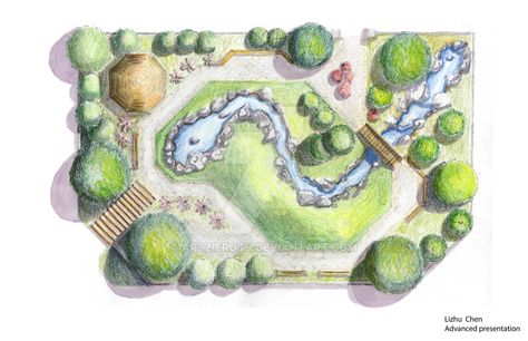 Hand Rendered Plan Drawing by ArtzieRush on DeviantArt Section Drawing Architecture, Site Plan Rendering, Site Plan Drawing, Site Development Plan, Plan Rendering, Landscape Architecture Plan, Zoo Architecture, Landscape Design Drawings, Landscape Architecture Drawing