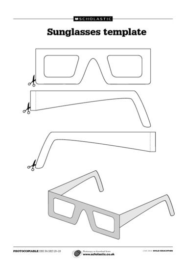 Sun glasses template for decorating sun glasses 3d Glasses Diy, Sunglasses Template, Glasses Template, Cardboard Glasses, Easter Templates Printables, Writing Template, Stem Crafts, 3d Glasses, Cool Glasses