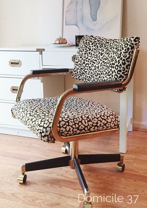 How To Reupholster A Cantilever Chair  •  Free tutorial with pictures on how to make a chair in under 90 minutes Diy Desk Chair, Chair Reupholster, Desk Chair Makeover, Pretty Chairs, Reupholster Chair, Printed Chair, Chair Makeover, Cantilever Chair, Chair And A Half