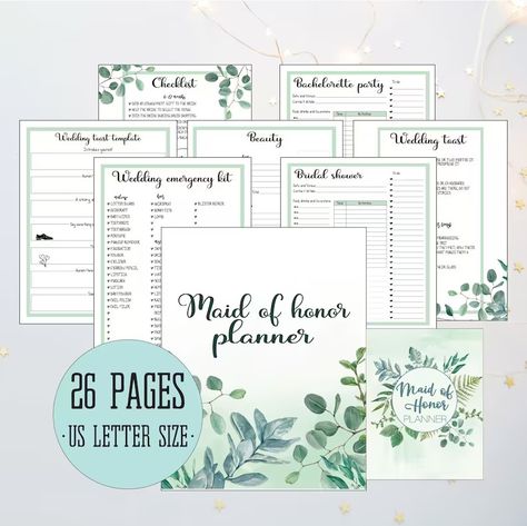 Printable Botanical Themed Maid Of Honor Planner PDF Wedding Emergency Kit Checklist, Maid Of Honor Planner, Weekly Appointment Planner, Bridal Shower Planner, Bachelorette Party Planner, At A Glance Planner, Wedding Emergency Kit, Bridal Planner, Appointment Planner