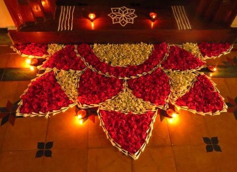 Diwali Decoration Lights, Simple Flower Rangoli, Diya Decoration Ideas, Diwali Diya Decoration, Diy Decoration Ideas, Rangoli Designs Simple Diwali, Diwali Festival Of Lights, Easy Rangoli Designs Diwali, Diwali Decorations At Home