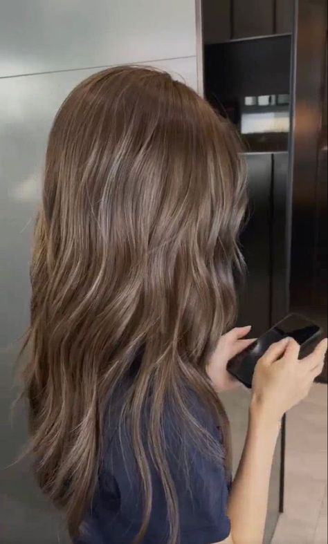 Natural Looking Light Brown Hair, Light Cappuccino Brown Hair, Lightish Brown Hair, Muddy Brown Hair, Chocolate Milk Hair Color, Beige Blonde Hair With Highlights, Light Brown Cool Tone Hair, Khaki Hair Color, Ash Blonde Balayage On Brown Hair