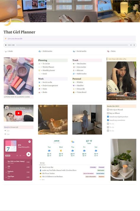 Want to manifest a dream life, check out this amazing aesthetic Notion template. Student Planner Organization, Study Planner Free, Life Planner Notion, Assignment Planner, Life Planner Organization, Small Business Planner, Study Smarter, Media Planner, Social Media Planner