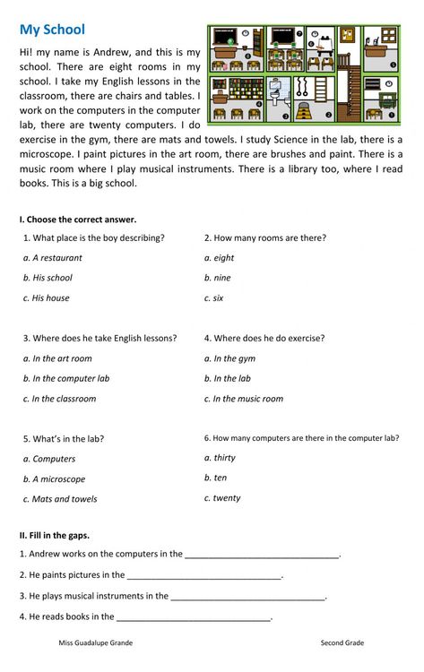 Worksheet For Second Grade, Second Grade English Worksheets, Descriptive Text About Place, Descriptive Text Worksheet, English Pronouns, Esl Reading Comprehension, Descriptive Text, Reading Comprehension For Kids, Esl Reading