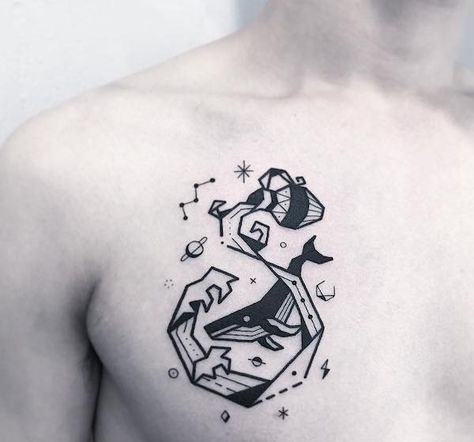 Crossed Arrow Tattoos, Aquarius Tattoos, Watercolor Arrow Tattoo, Aquarius Constellation Tattoo, Globe Tattoos, Design Your Own Tattoo, Shoulder Blade Tattoo, Aquarius Tattoo, Unicorn Tattoos