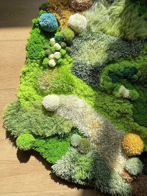 Handmade Moss Rug Soft Latch Hook Rugscustom Rugsart - Etsy Canada Moss Blanket Aesthetic, Yarn Moss Rug, Crochet Moss Rug, Crochet Moss Blanket, Moss Rug Diy, Diy Moss Rug, Moss Bedroom, Moss Room, Moss Blanket