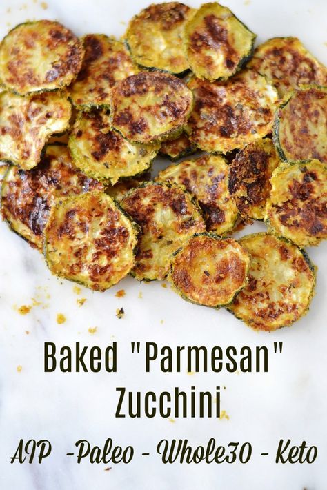 Aip Zucchini, Autoimmune Lifestyle, Whole30 Sides, Aip Veggies, Aip Sides, Aip Vegan, Baked Parmesan Zucchini, Aip Diet Recipes, Aip Meals