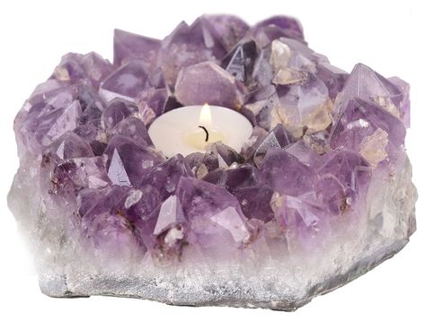 PRICES MAY VARY. ❥❥Size - This amethyst candle holder average width is 5.5", average lengh is 4", average height is 2.7" ; Opening is 0.78-1.57" in deep, 1.57" in diameter. Irregular shape amethyst candle holder. (Candles not included) ❥❥Unique - Made of Natural Amethyst Crystal Cluster with a unique appearance. Due to the nature of gemstone, carving may slightly vary in size, color and shape, each amethyst tealight holder is unique, vary from lot to lot. ❥❥Healing Purpose - Amethyst is a natura Amethyst Candle Holder, Amethyst Candle, Crystal Candle Holder, Amethyst Color, Tealight Candle, Crystal Candles, Candle Stand, Purple Crystals, Tealight Candle Holders