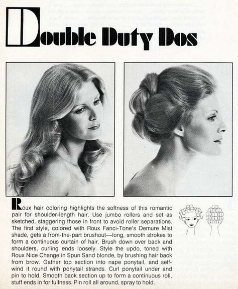 70's Roller Set Pattern | Hot Rollers | Hair tutorials 70’s Hair, 1970s Hairstyles, Vintage Hairstyles Tutorial, Vintage Curls, Curl Your Hair, 70s Hair, Hair Patterns, Hair Curling, Longer Hair