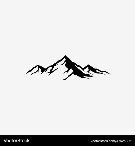 Mountain Vector, Mountain Svg, Mountain Silhouette, Black And White Vector, Black And White Illustration, Mountain Top, Rocky Mountain, Art Black, Rocky Mountains