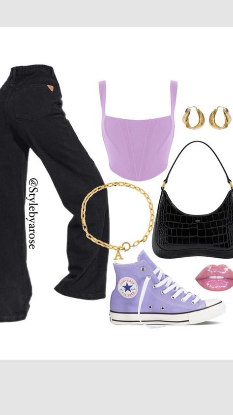 Purple Fits Aesthetic, Summer Polyvore Outfits, Purple Outfit Aesthetic, Mode Swag, Look Legging, Trendy Outfits For Teens, Purple Outfits, Casual Day Outfits, Mode Kpop