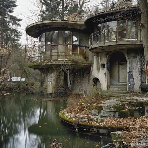 Apocalypse House Aesthetic, Abandoned Beach House, Post Apocalyptic Buildings, Abandoned Town Aesthetic, Apocalypse Architecture, Dystopian House, Abandoned Building Aesthetic, Apocalypse Room, Abandoned Treehouse