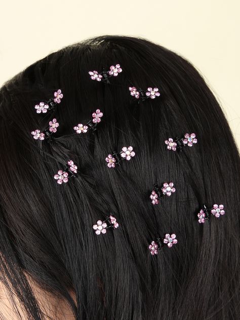 Pink Casual   Zinc Alloy  Small Hair Claw Embellished   Women Accessories Hair Clips Aesthetic, Small Hair Claw, Small Hair Clips, Chubby Fashion, Hair Claws, Rhinestone Decor, Latest Hairstyles, Curvy Outfits, Shein Style