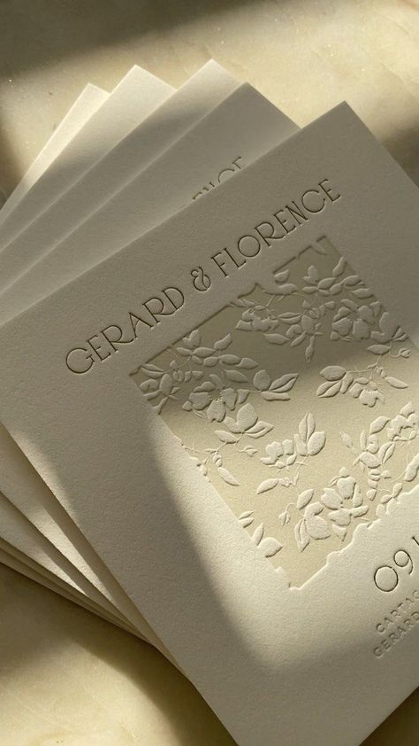 Aesthetic Invitation, Embossing Art, Card Aesthetic, Correspondence Cards, Stationery Inspiration, 카드 디자인, Stationary Design, Embossed Cards, Date Cards