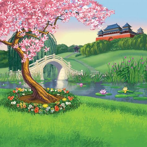 Mulan Background, Mulan Movie, Doll Backgrounds, Aesthetic Profile Picture Cartoon Soft, Mulan Disney, Cartoon House, Disney Princess Dolls, Disney Background, Landscape Background