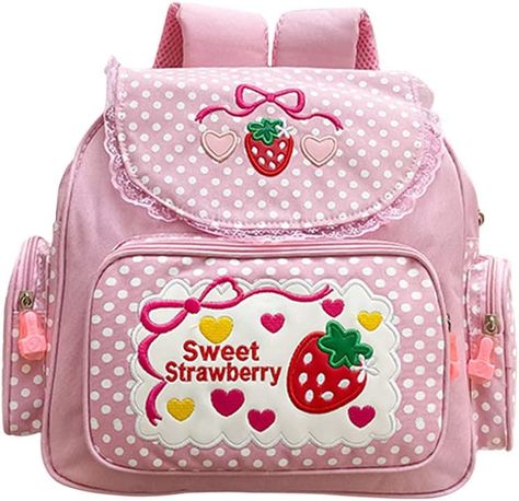 Lovemore Kawaii Embroidery Strawberry Backpack for Girl Teen Student School Bag Satchel Cute Pink Lace JK Backpack kawaiicore cutecore core sanrio sanriocore pinkcore pastel Beg Sekolah, Lace Backpack, Kawaii Backpack, Kids School Backpack, Student Girl, Flap Backpack, Toddler Backpack, Cute Strawberry, Laptop Rucksack