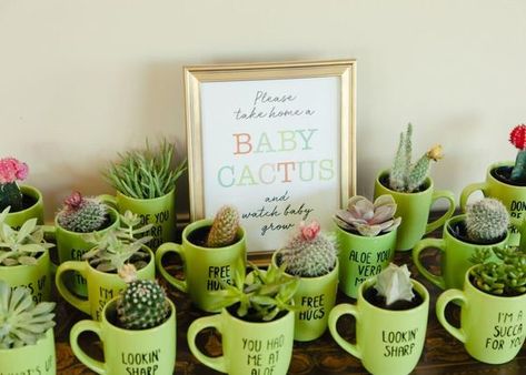 Mug Party Favors, Cacti Decor, Succulent Party, Taco Twosday, Cactus Mug, Mexican Baby Shower, Baby Cactus, Scrub Tech, Cactus Rose