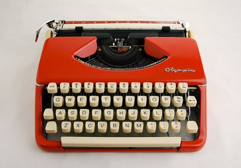 Red Typewriter Olympia SF / Splendid Red Typewriter, Portable Typewriter, West Germany, Typewriter, Comfort Zone, Olympia, Orange Red, Germany, Holidays