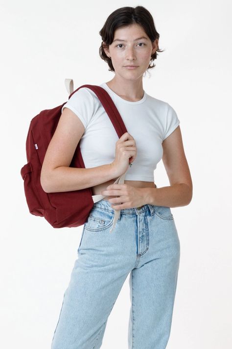 RCC508 - Cotton Canvas Backpack – Los Angeles Apparel Burgundy Dahlia, Los Angeles Shopping, Blue Ivy, Los Angeles Area, Zippered Pouch, Canvas Backpack, Off White Color, Off Black, Tennis Skirt