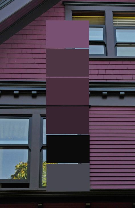 Exterior Paint Schemes, Purple House, Deep Magenta, Exterior House Color, Bungalow Exterior, Exterior Paint Colors For House, Casa Exterior, House Color, Street House