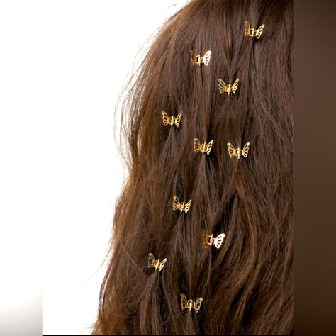 Cute Gold Hair Accessory 10 Pcs Great To Complete A Hair Style Alloy Clips Gold Hair Styles, Mini Butterfly Clips Hairstyles, Hair Butterflies, Formal Hair Accessories, Hair Accessories Braids, Braid Clips, Mini Butterfly, Hair Clasp, Pearl Hair Combs