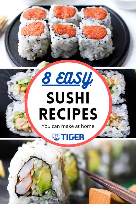 Sushi Maker Recipes, How To Make Rice Rolls, Easy Cooked Sushi Recipes, Beginner Sushi Recipes At Home, Simple Sushi Rolls At Home, Sushi Ingredients List, At Home Sushi Recipes, Rice Cooker Recipes Dinners, Sushi Recipes For Beginners