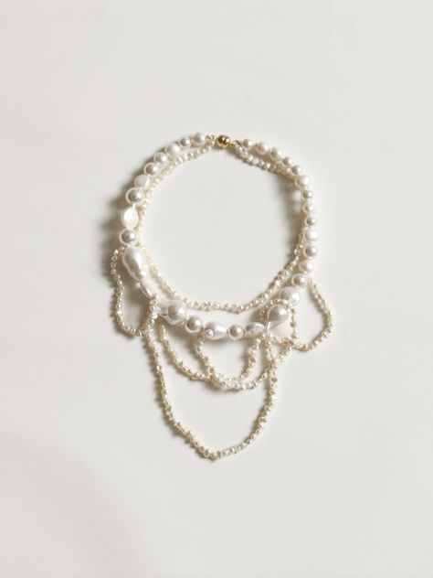 Strands of Swarovski and freshwater pearls cascade along this demure choker for effortless drama + bold, tonal accents. Yiqing Yin, Anti Bride, Glam Aesthetic, Gelang Manik, Bride Accessories, Funky Jewelry, Play Dress, 가을 패션, Bijoux Diy