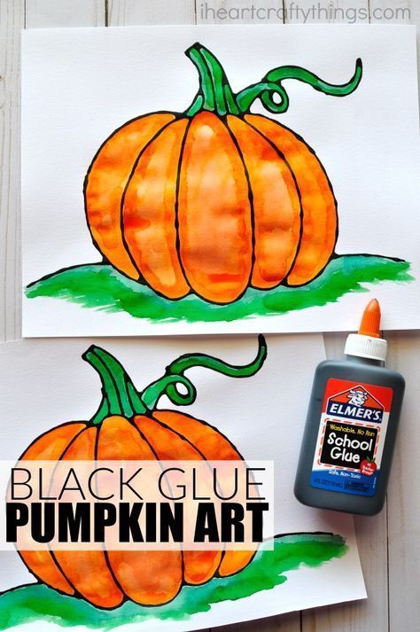 Beautiful black glue pumpkin art project for kids. Great fall kids craft, fall art projects, pumpkin craft and fall crafts for kids. Pumpkin Art Project, Halloween Art Projects, Black Glue, October Crafts, Fall Arts And Crafts, Fall Art Projects, Cool Art Projects, Pumpkin Art, Fall Art